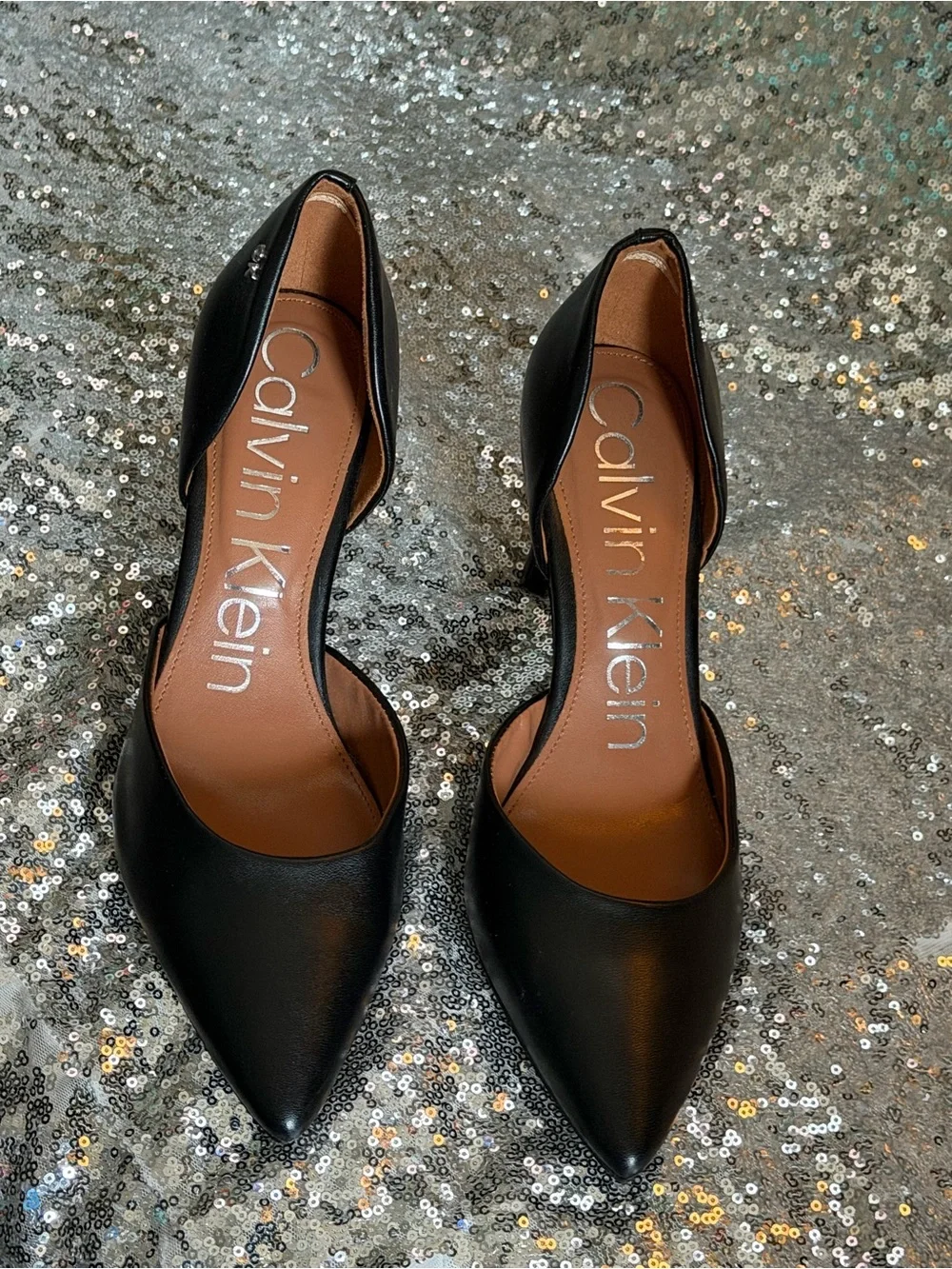 Calvin Klein Black D'Orsay Pointed-Toe Pumps